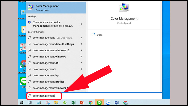 Nhập Color Management vào ô tìm kiếm